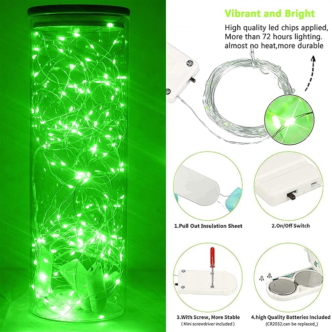 15-Pack 6ft Christmas LED String Lights, Waterproof Timer Lights