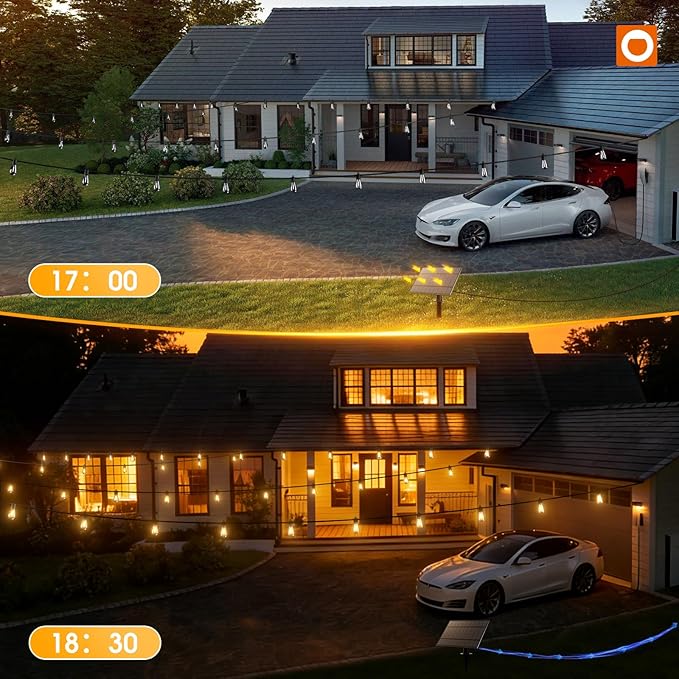 54ft LED Patio String Lights, Waterproof Outdoor