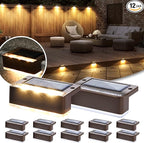 12-Pack Solar Fence Step Lights, Warm White Waterproof