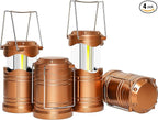 4-Pack Decorative Courtyard Solar Lanterns for Outdoor, Waterproof LED