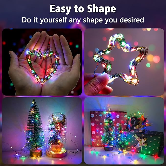 2-Pack Christmas String Lights, 4ft 50 LED Waterproof Twinkle Lights