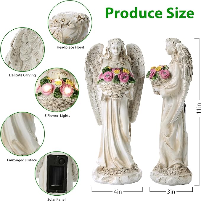 Solar Flower Garden Statue Light, Outdoor Decor