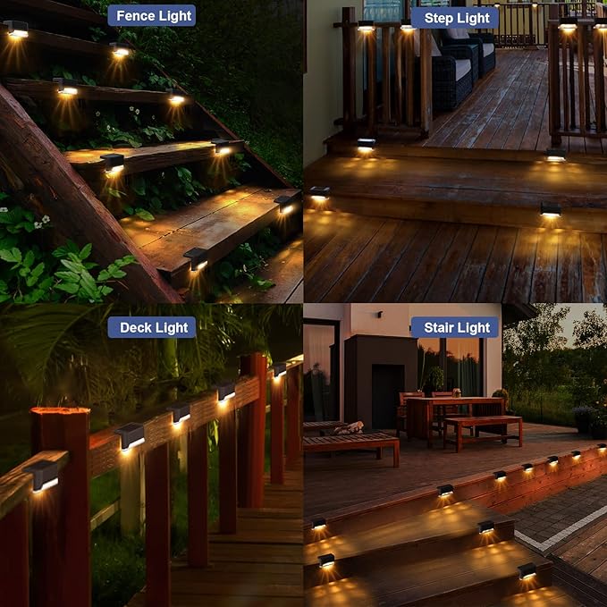 24-Pack Solar Deck Lights, Brown Waterproof LED