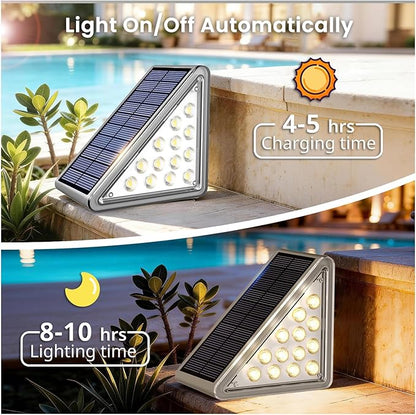 Solar Step Light Outdoor Stair Lights, Deck Lights Outdoor Powered IP65 Waterproof, 3000K Warm White Solar Outdoor Step Light, Decor for Stair, Deck, Step, Porch and Outside Patio, 16 Pack