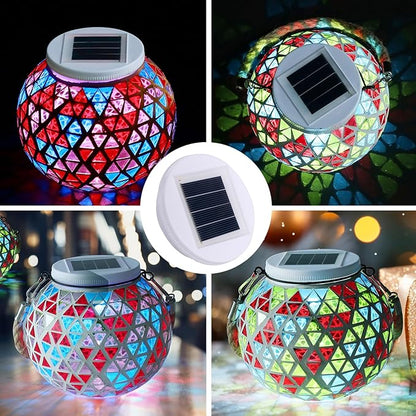 2 Pack Solar Lantern Light Replacement Top(Top Size 3.15 Inch, 2.76 Inch Bottom), 8 Lighting Modes, 7 Lumens, Water Resistant, Touch Control, DIY Hanging Lanterns White LED,Painted Finish