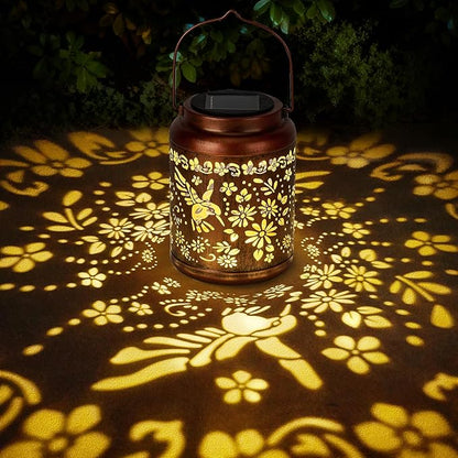 Hummingbird Solar Lanterns Outdoor Waterproof - Metal Hanging Hummingbird Solar Lights Graden Decor for Patio Yard Lawn Porch Pathway, Birthday Gifts for Women Mom Grandma