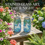 Rustic Mosaic Solar Lanterns for Patio, Waterproof LED