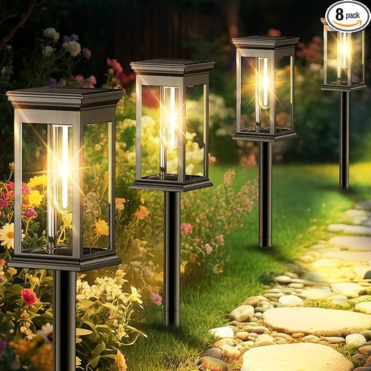 Solar Pathway Lights Outdoor Waterproof – 8 Pack Bright Solar Powered Garden Lights with Auto On/Off, IP65 LED Landscape Lighting for Walkway Patio Lawn Yard Décor