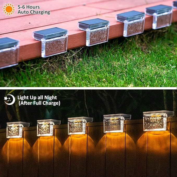 8-Pack Solar Deck Step Lights, Warm White Waterproof