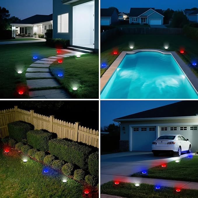 Mini Solar Ground Lights, 12 Pack Solar Lights Outdoor Waterproof, Upgraded LED Flat Landscape Lighting for Outside Pathway Garden Patio Yard Driveway,Multi-Colored