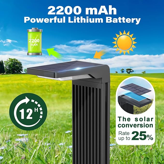 Solar Pathway Lights Outdoor 4Pack, Bright 60LED Solar Path Lights Outside Waterproof, Warm & Cool Walkway Lights Solar Powered, Landscape Light for Driveway Lawn Patio Garden Yard