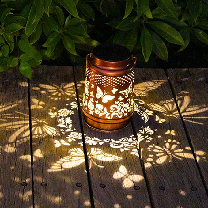 2-Pack Butterfly Solar Lanterns, Waterproof LED Porch Lights