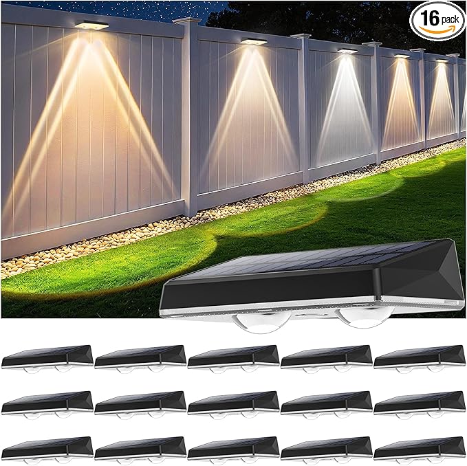 Motion Sensor Solar Wall Lights, White LED