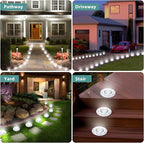 12-Pack Solar Ground Disk Lights, White Waterproof LED