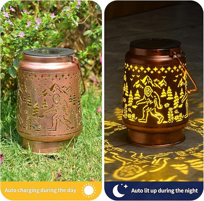 KIKUSUI Solar Bigfoot Lanterns Outdoor Waterproof Hanging, Sasquatch Gifts for Mom Women Dad Men, Metal Decorative LED Lanterns for Yard, Patio, Lawn, Tabletop, Pathway, Landscape, Garden Decor