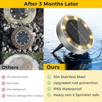 16-Pack Solar Ground Disk Lights, Warm White Waterproof LED