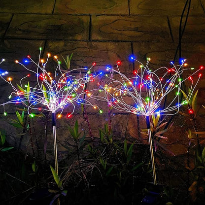 JJGoo Solar Firework Lights, 2 Pack 180 LEDs 2 Lighting Modes Solar Lights Outdoor Waterproof for Garden Patio Walkway Pathway Party Wedding Christmas Decorative - Colorful