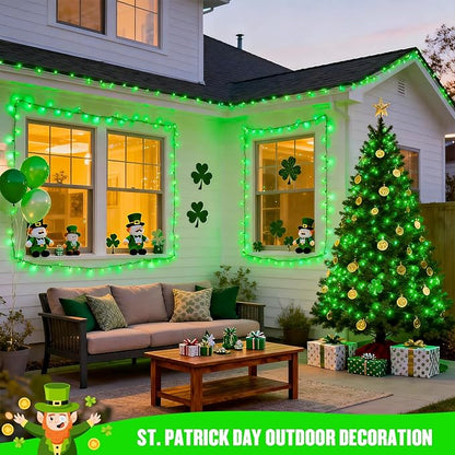 JMEXSUSS 2 Pack Green Christmas Lights for St Patrick, Each 33 FT 100 LED Green Battery Operated Lights, Battery Operated String Light Outdoor for Outside St Patrick Decoration Tree House Garden Decor