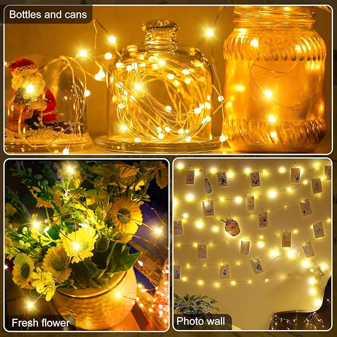 50 LED Christmas Twinkle Lights, 16ft Waterproof for Porch