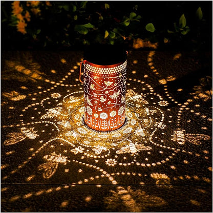 Bee Solar Lanterns Outdoor Waterproof Hanging Solar Lights Bee Gifts for Women Men Metal Honeybee Decorative LED Lanterns for Yard, Patio, Lawn, Tabletop, Pathway, Landscape, Garden Decor