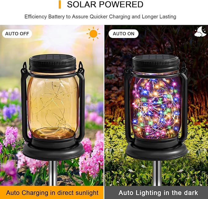 4-Pack Garden Solar Garden Lanterns, Rustic Waterproof LED