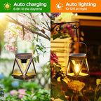 2-Pack Backyard Solar Outdoor Lanterns, Metal Waterproof LED