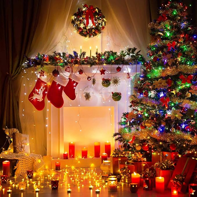 Christmas Backyard String Lights 4-Pack, 50 LED Waterproof