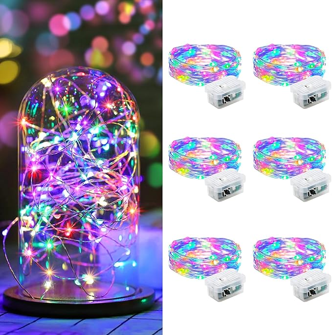 6-Pack Christmas String Lights, 7ft 20 LED Waterproof Twinkle Lights