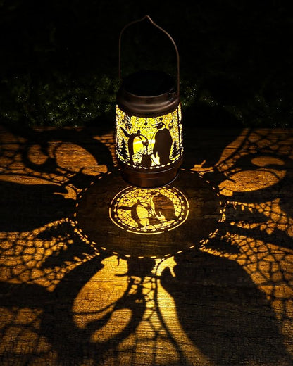 Penguin Gifts for Women - Solar Lights Outdoor Waterproof Metal Hanging Lantern Decorative Led Lighting Lamp Yard Garden Patio Lawn Tabletop Porch Decor Birthday Gift for Mom Grandma Wife