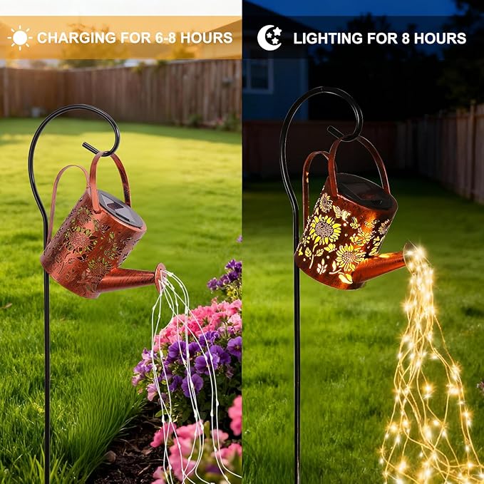 Sunflowers Solar Lights Outdoor Garden Sunflower Gifts, Gardening Gifts, Solar Watering Can Lantern for Garden, Patio, Yard, Pathway Lantern Plant Decoration