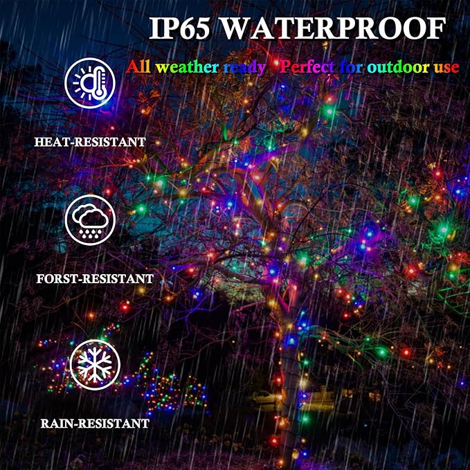 2-Pack Christmas String Lights, 180ft 500 LED Waterproof Twinkle Lights