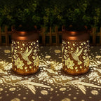 2-Pack Hummingbird Solar Lanterns, Waterproof LED Garden Lights