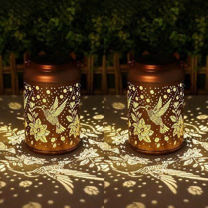 Birthday Gifts for Women Mom Grandma, Mothers Day Gifts, 2 Pack Hummingbird Solar Lights Outdoor Waterproof, Decoration Outside for Outdoor, Yard, Garden Decor Solar Lantern