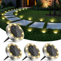 4-Pack Solar Ground Disk Lights, Warm White Waterproof LED