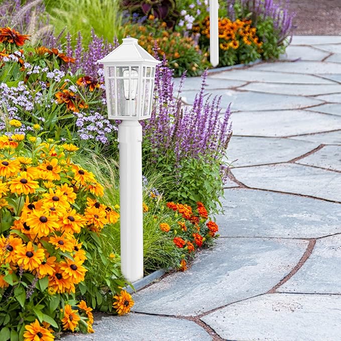 Darkaway Outdoor Post Lights Lamp Post Light Fixture, Waterproof Aluminum Housing with Glass, Fence Post Deck Lighting for Garden, Patio, Pathway (1 Pack, White)