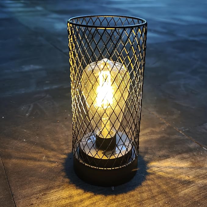 Solar Lanterns Outdoor Waterproof Lights Garden Decorations, Black Metal Lantern Decor,Solar Powered LED Lamp for Patio Tabletop Porch Deck Yard
