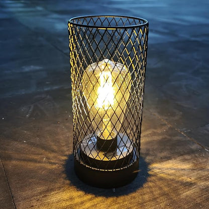 Solar Lanterns Outdoor Waterproof Lights Garden Decorations, Black Metal Lantern Decor,Solar Powered LED Lamp for Patio Tabletop Porch Deck Yard
