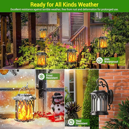 KOOPER 4 Pack Solar Lantern Outdoor Lights, Upgraded Flickering Flame Solar Lanterns Lights Outdoor Waterproof, Hanging Lantern Decorative, Solar Powered Lanterns for Yard Patio Path Tree Garden Decor