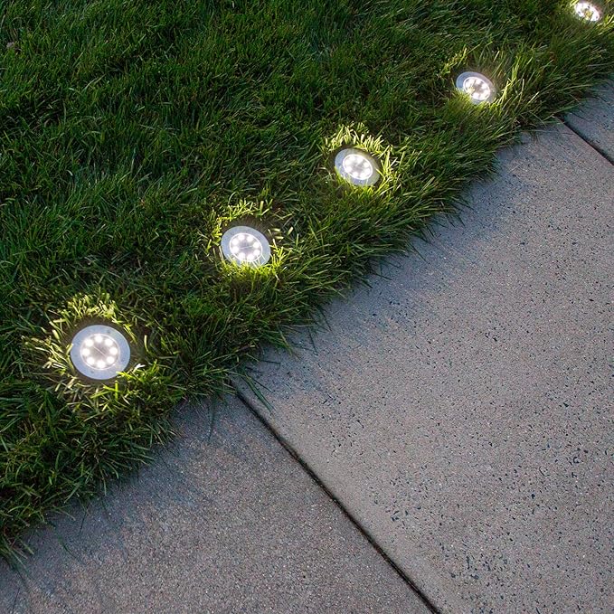 Aogist Solar Ground Lights, LED Garden Disk Lights In-Ground Outdoor Landscape Lighting for Lawn Patio Pathway Yard Deck Walkway (Warm White, 4 Pack)