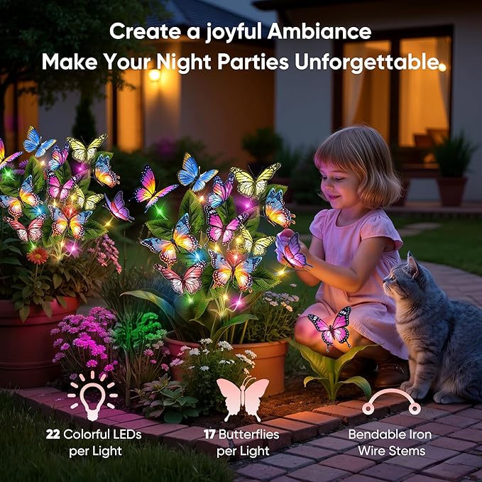 Solar Yard Path Lights 2-Pack, IP65 Waterproof