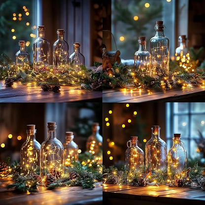 String Lights Indoor DIY Glass Bottle decro 6.5ft 20 LEDs, Solar Lights Accessories for Patio Outdoor Christmas Weeding Birthday decro Fairy Lights (Warm Yellow)