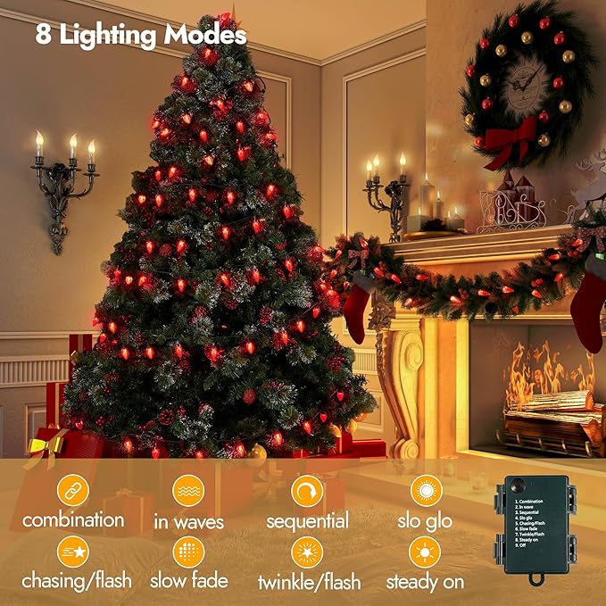 Christmas String Lights, 33ft 100 LED Waterproof Twinkle Lights