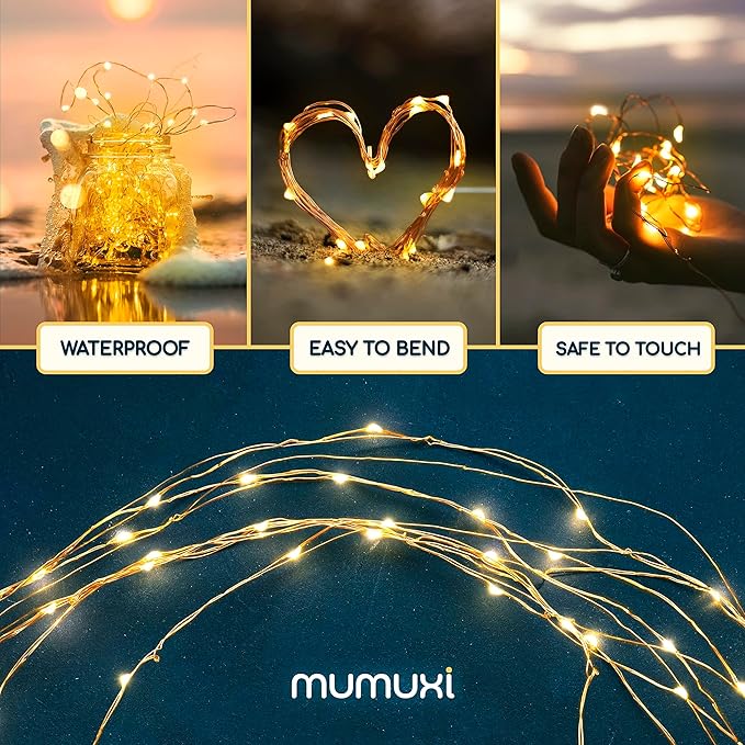 20-Pack Outdoor String Lights, 3ft Warm White Waterproof LED