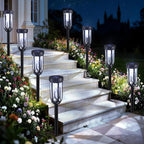 8-Pack White Solar Path Lights, Outdoor Driveway LED