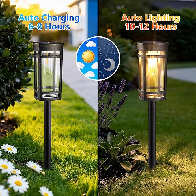 6-Pack Warm White Solar Path Lights, Outdoor Garden LED