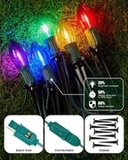 C9 Christmas Lights Outdoor, 25.7ft 20 Bulb Pathway Lights with Stakes, Multicolor