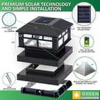 4-Pack Black Yard Post Cap Lights, Solar LED