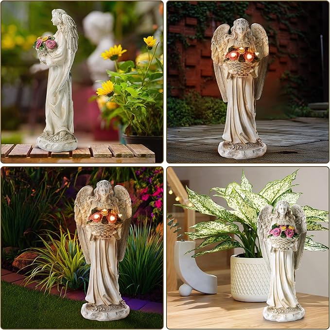 Solar Flower Garden Statue Light, Outdoor Decor
