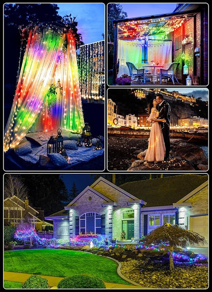 100 LED Christmas Twinkle Lights, 33ft Waterproof for Porch
