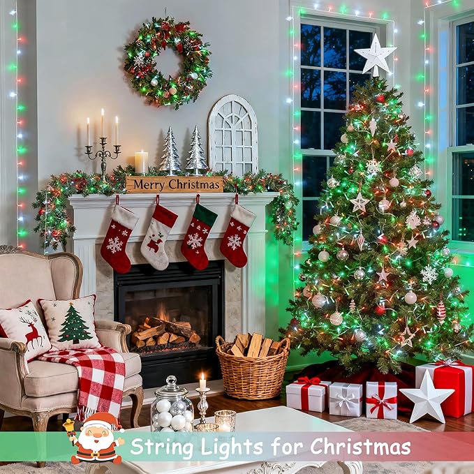 2-Pack 100 LED Christmas Twinkle Lights, 33ft Waterproof for Patio